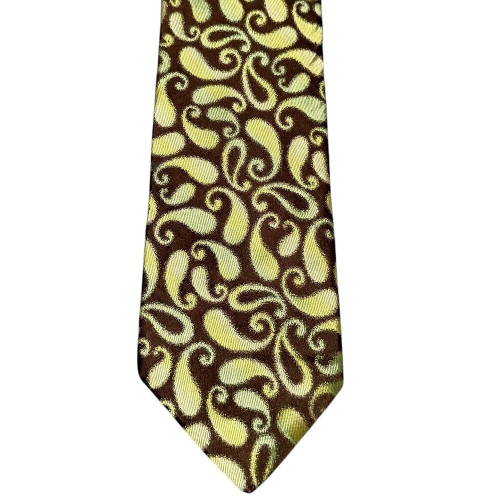 Ted Baker London Silk Tie Paisley Necktie Career Office Interview Brown & Green